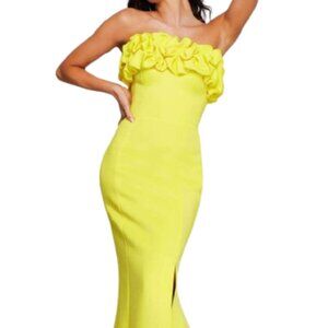 NWT Jovani 38922 Ruffled Prom Dress Yellow Size 4